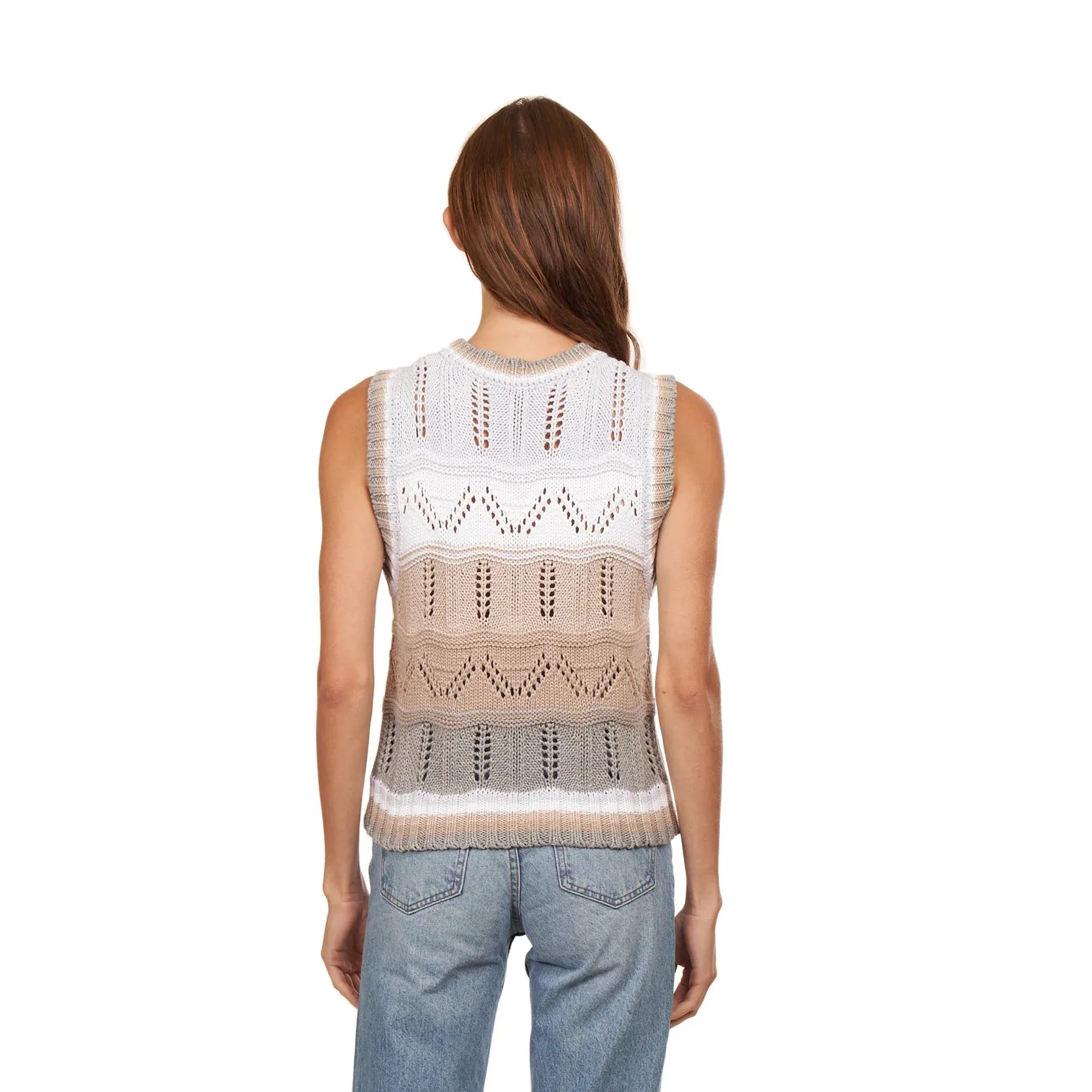 Autumn Cashmere - Wavy Pointelle Striped Muscle Tee - Neutral sold by Jessie Boutique product image thumbnail 2