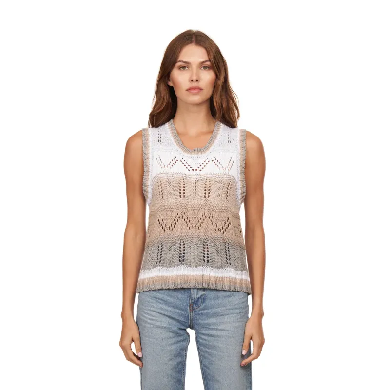 Autumn Cashmere - Wavy Pointelle Striped Muscle Tee - Neutral sold by Jessie Boutique