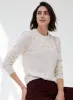 Autumn Cashmere - Puff Sleeve Crew w/ Floral Hand Embroidery - Chalk sold by Jessie Boutique