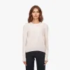 Autumn Cashmere - Puff Sleeve Crew w/ Floral Hand Embroidery - Chalk sold by Jessie Boutique