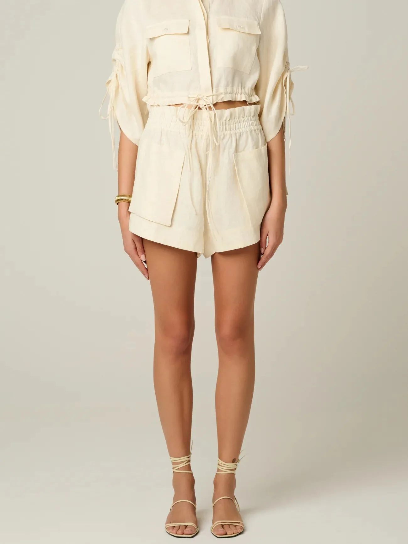 Hevron - Mira Shorts - Ivory sold by Jessie Boutique