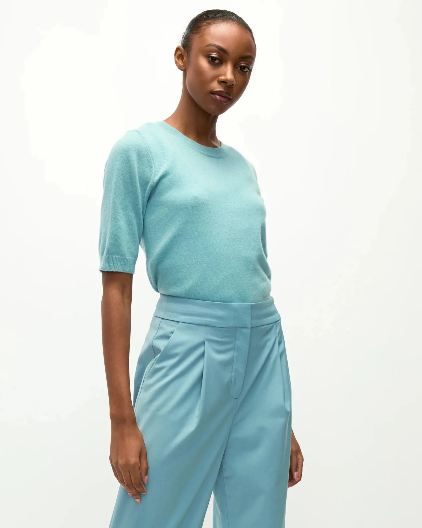 Veronica Beard - Shana Cashmere Striped Sweater - Sea Glass sold by Jessie Boutique