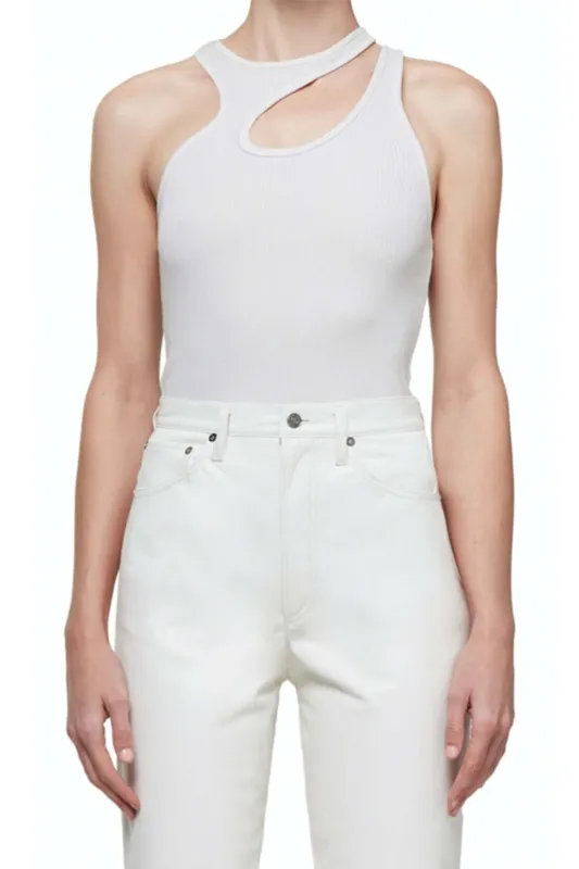 Agolde - Asymmetric Rib Tank - Powder sold by Jessie Boutique