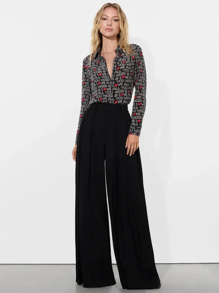 Alice + Olivia x The Beatles - Willa Placket Top - All You Need is Love sold by Jessie Boutique product image thumbnail 3