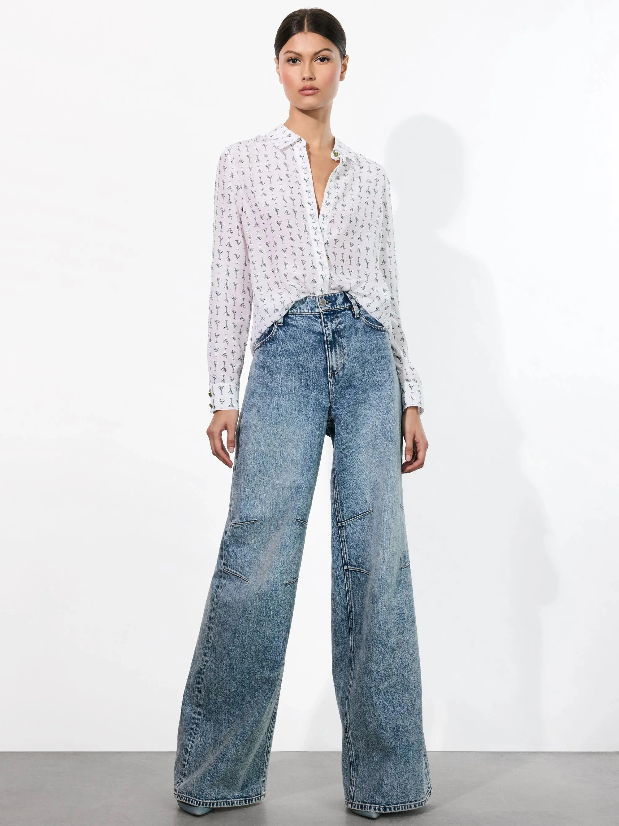 Alice + Olivia - Willa Placket Top - Martini Chic Off White sold by Jessie Boutique product image thumbnail 3