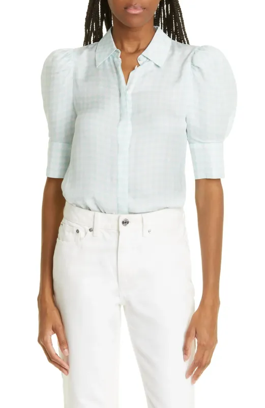 Alice + Olivia - Willa Houndstooth Puff Sleeve Blouse - Julep sold by Jessie Boutique