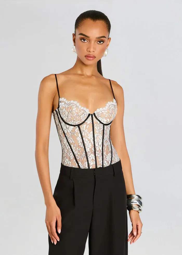 Retrofete - Lovisa Corset Bodysuit - Black/White sold by Jessie Boutique