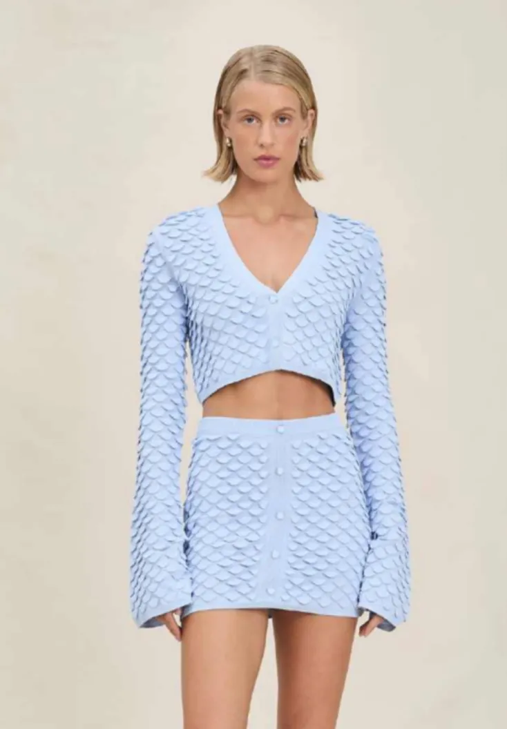 Devon Windsor - Vittoria Cropped Cardigan - Icy sold by Jessie Boutique