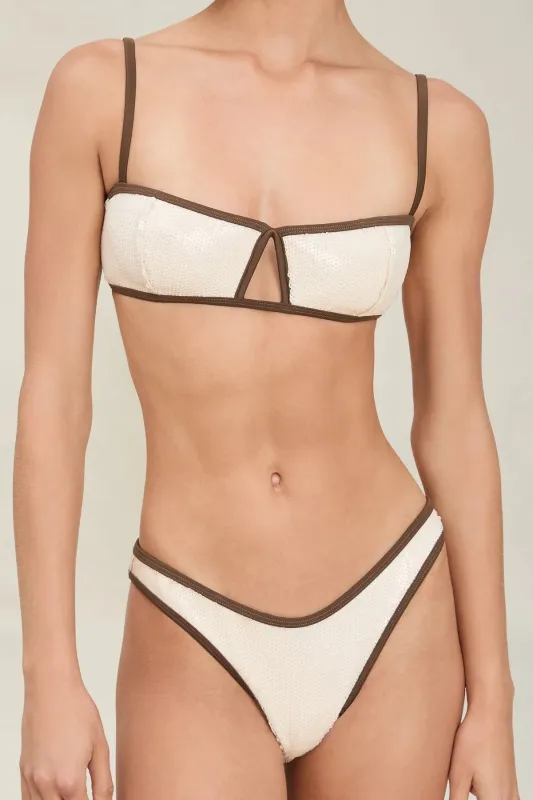 Devon Windsor - Annie Bottom - Cream Sequin sold by Jessie Boutique