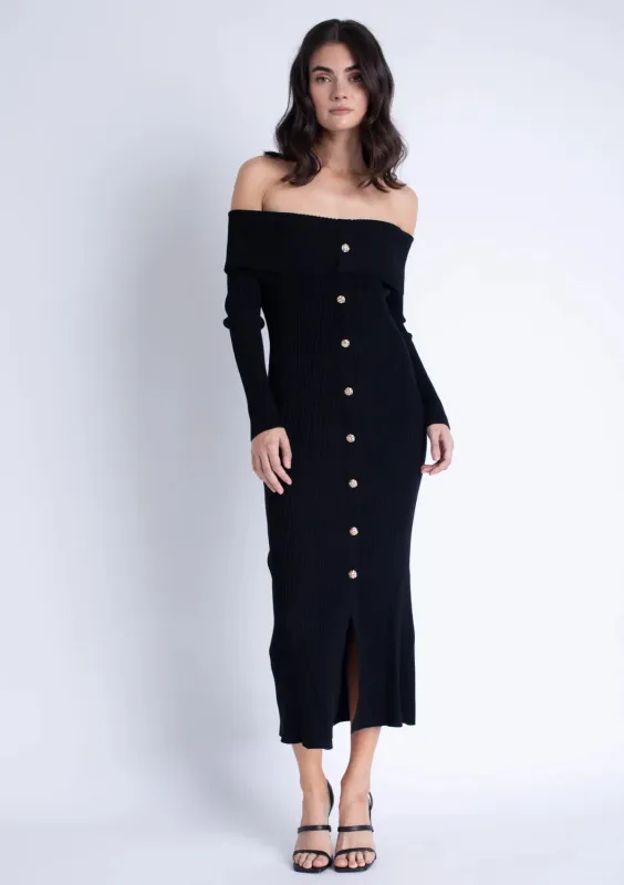 Karina Grimaldi - Alana Knit Midi Dress - Black sold by Jessie Boutique