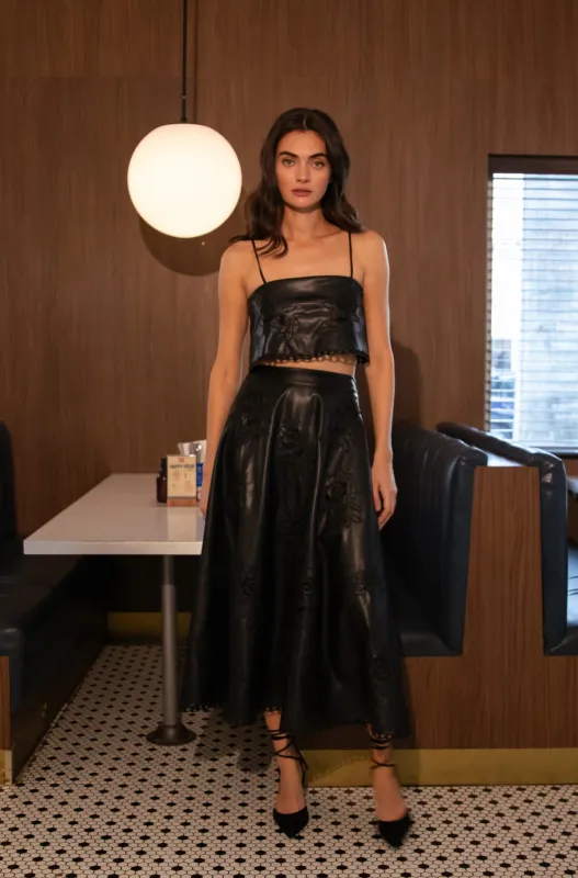 Karina Grimaldi - Ava Vegan Leather Skirt - Black sold by Jessie Boutique