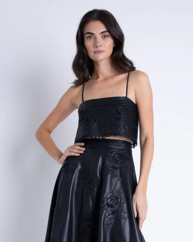 Karina Grimaldi - Ava Vegan Leather Top - Black made by Karina Grimaldi