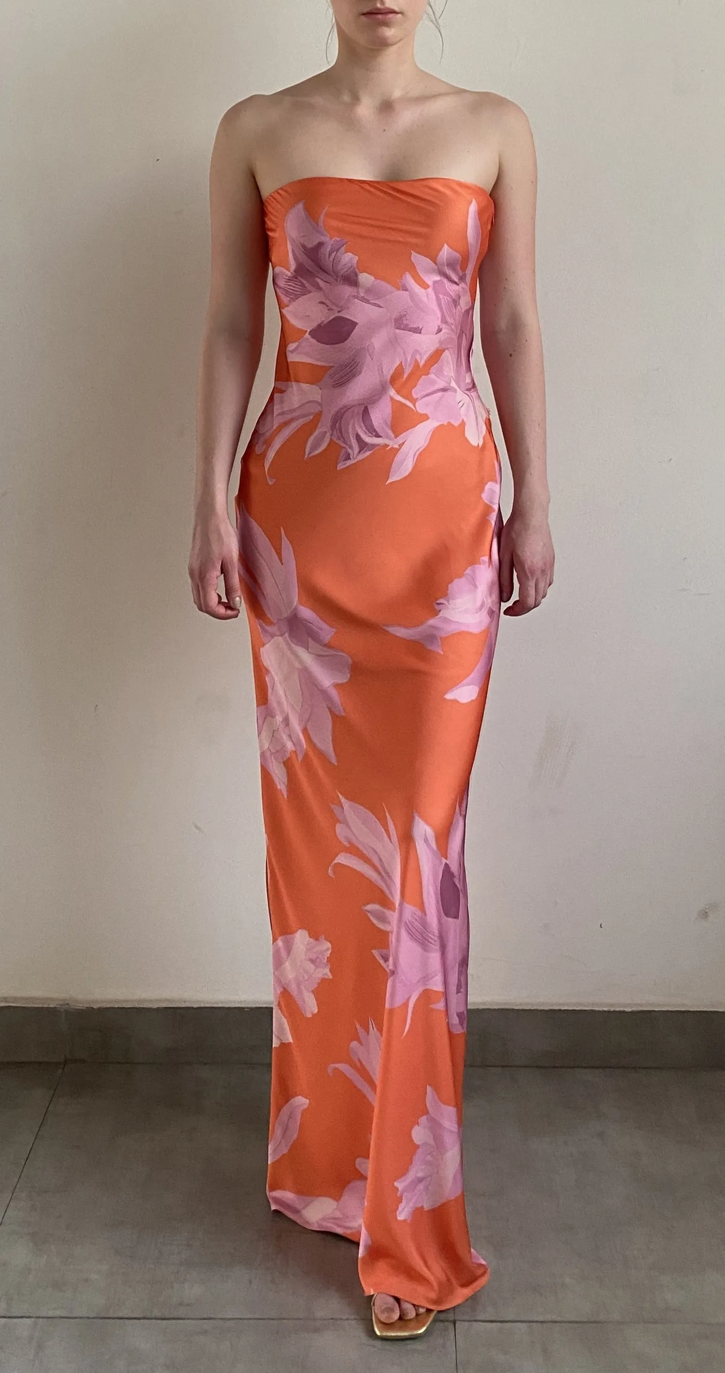 Rococo Sand - Strapless Maxi Dress - Orange sold by Jessie Boutique