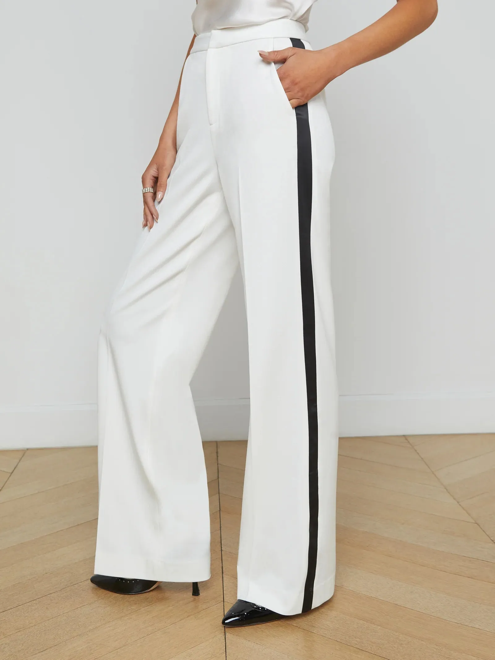 L'agence - Livvy Straight-Leg Trouser - White/Black sold by Jessie Boutique product image thumbnail 3