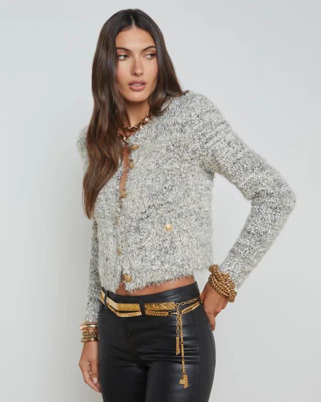 L’agence - Una Cardigan - Black/Ivory/Gold sold by Jessie Boutique