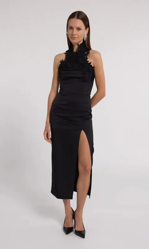 Generation love - Raven Lace Combo Halter Dress - Black sold by Jessie Boutique