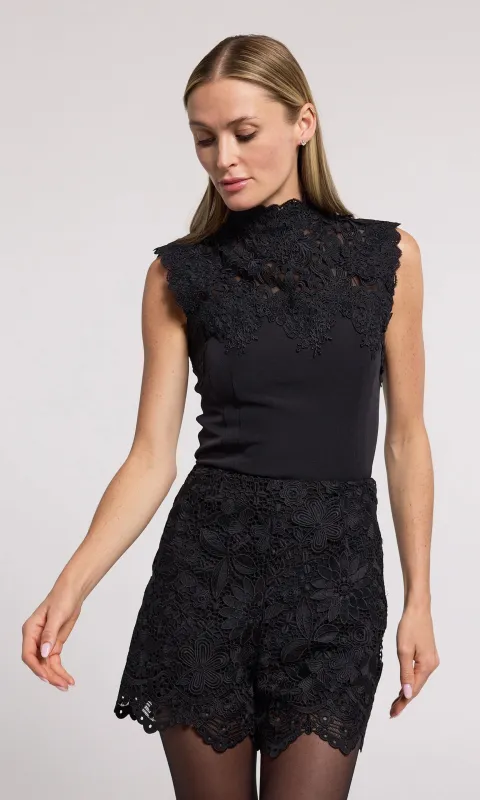 Generation love - Joya Lace Combo Crepe Top - Black sold by Jessie Boutique
