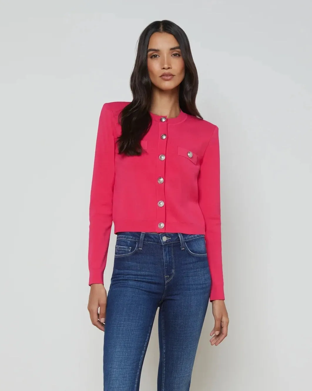 L'agence - Toulouse Cardigan - Ruby/Nickel sold by Jessie Boutique