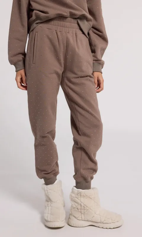 Generation love - Ruel Crystal Sweatpants - Truffle sold by Jessie Boutique