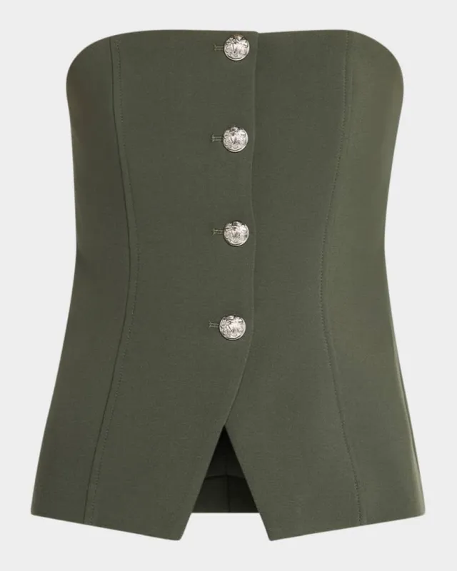 Veronica Beard - Forman Strapless Fitted Top - Pestle Army sold by Jessie Boutique