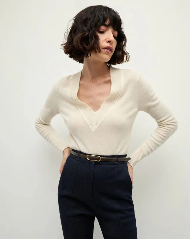 Veronica Beard - Coleta V-Neck Cashmere Sweater - Ivory sold by Jessie Boutique