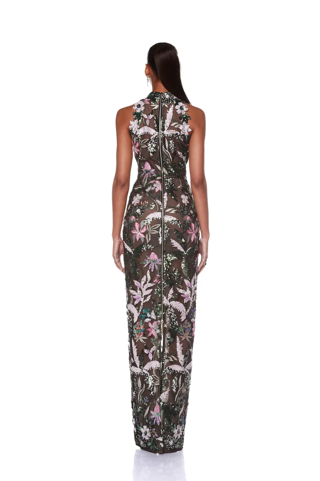Bronx and Banco - Leona Embroidered Halterneck Gown - Silver Multi sold by Jessie Boutique product image thumbnail 3