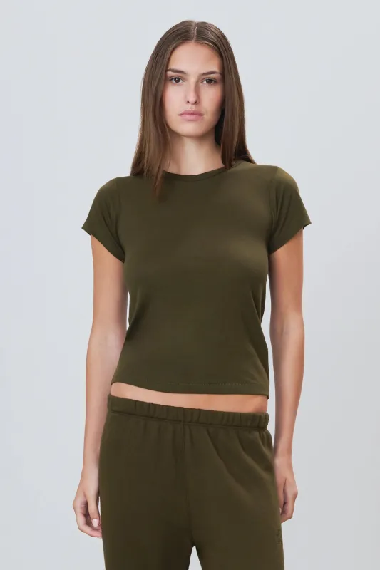 Eterne - Fitted Crewneck Short Sleeve T-Shirt - Moss sold by Jessie Boutique