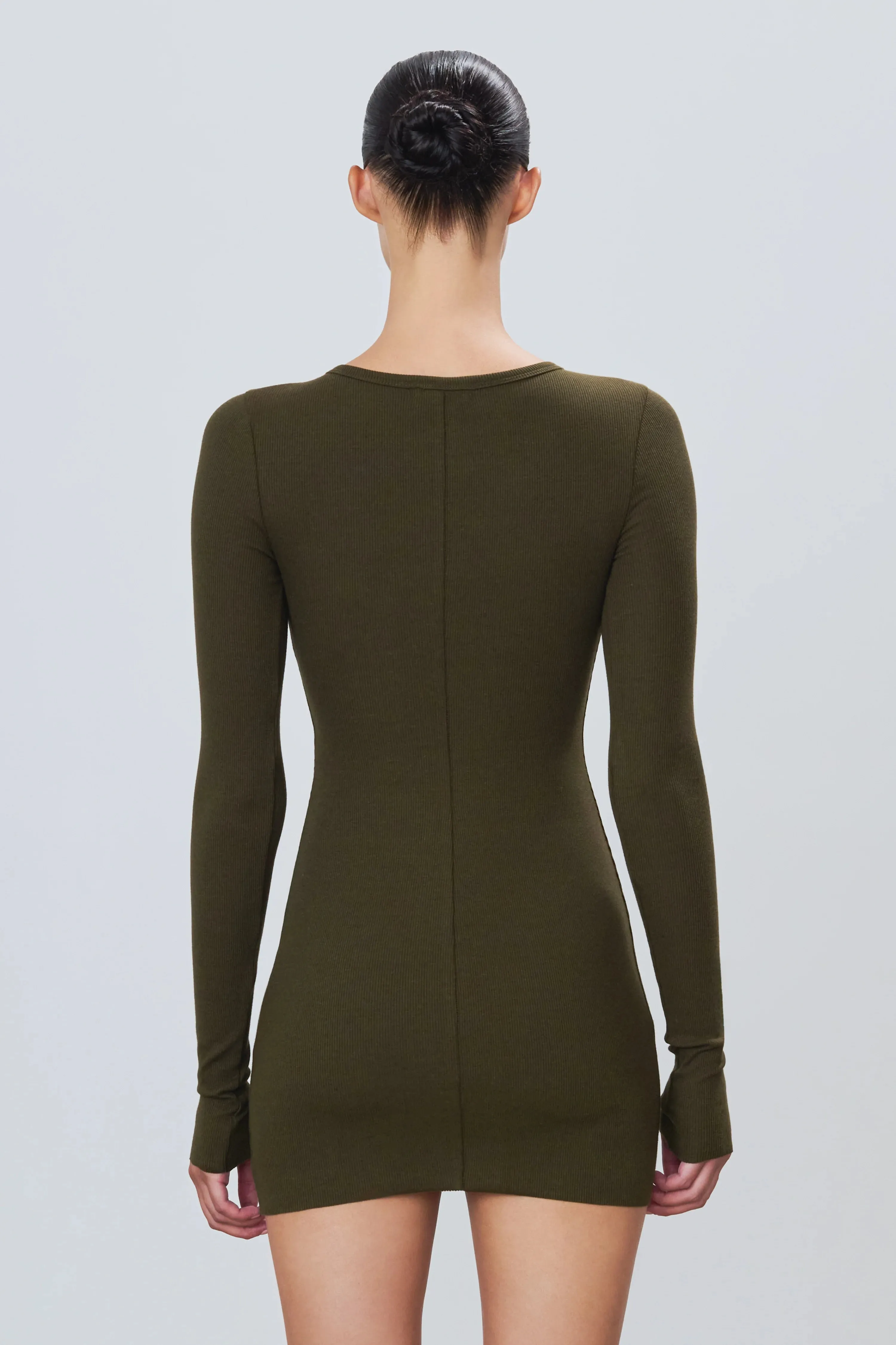 Eterne - Long Sleeve Crewneck Mini Dress - Moss sold by Jessie Boutique product image thumbnail 2