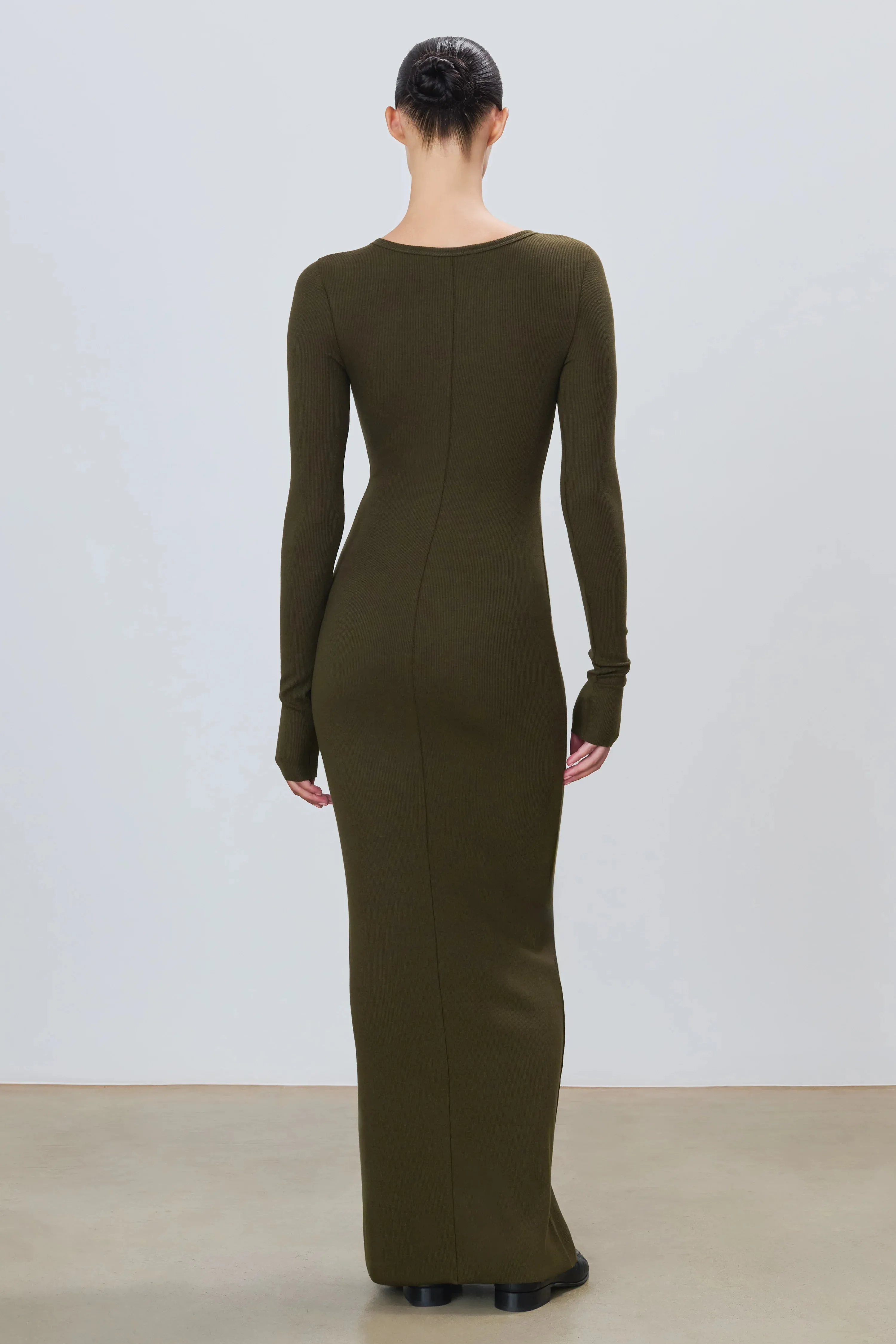 Eterne - Long Sleeve Crewneck Maxi Dress - Moss sold by Jessie Boutique product image thumbnail 2