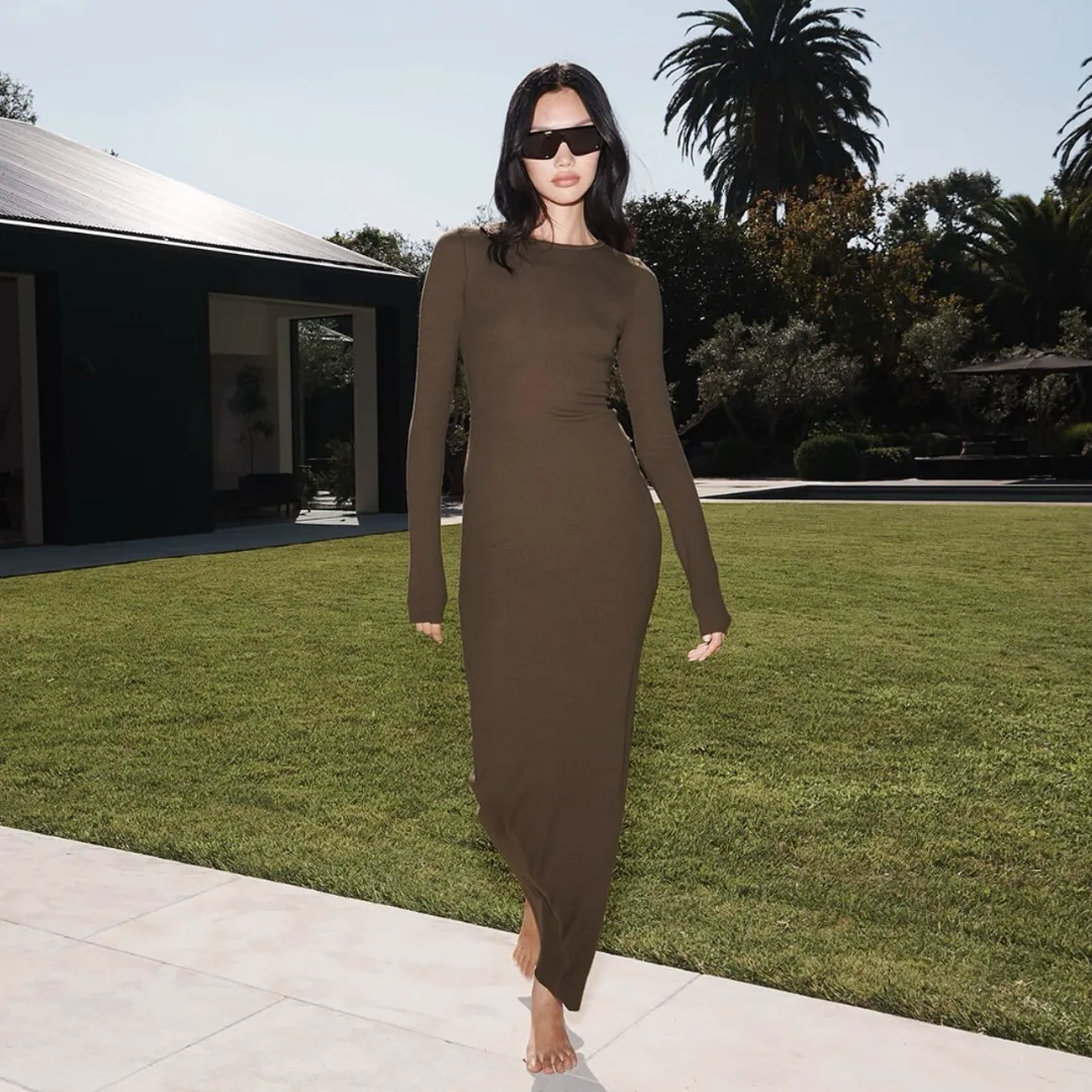 Eterne - Long Sleeve Crewneck Maxi Dress - Moss sold by Jessie Boutique product image thumbnail 4