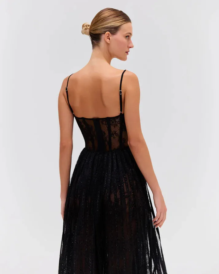 Patbo - Lurex Tulle Bustier Midi Dress - Black sold by Jessie Boutique product image thumbnail 3