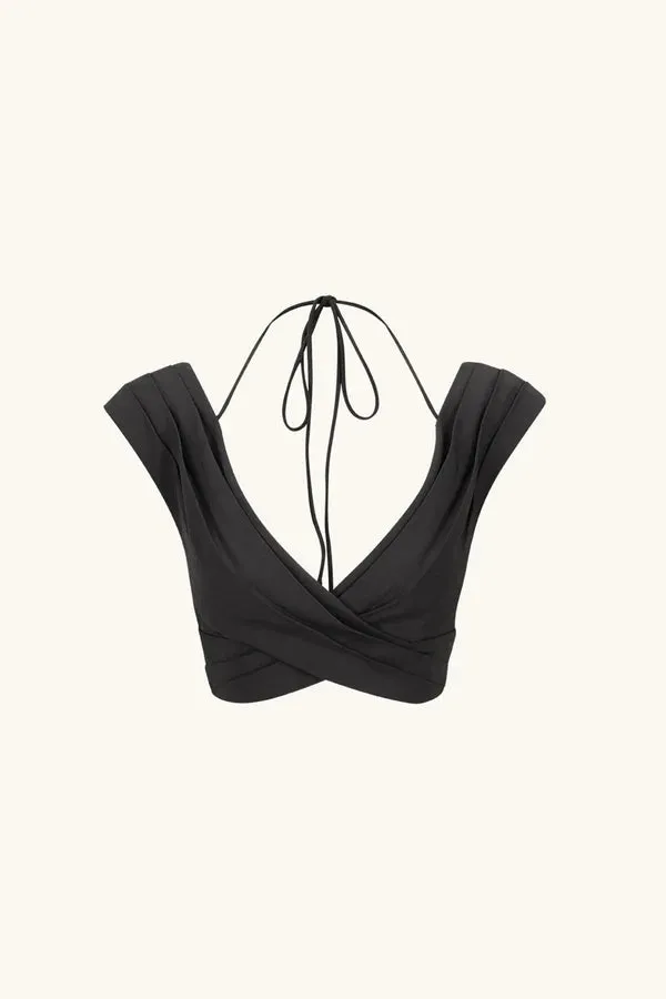Shona Joy - Lani Cross Front Ruched Crop Top - Black sold by Jessie Boutique product image thumbnail 4