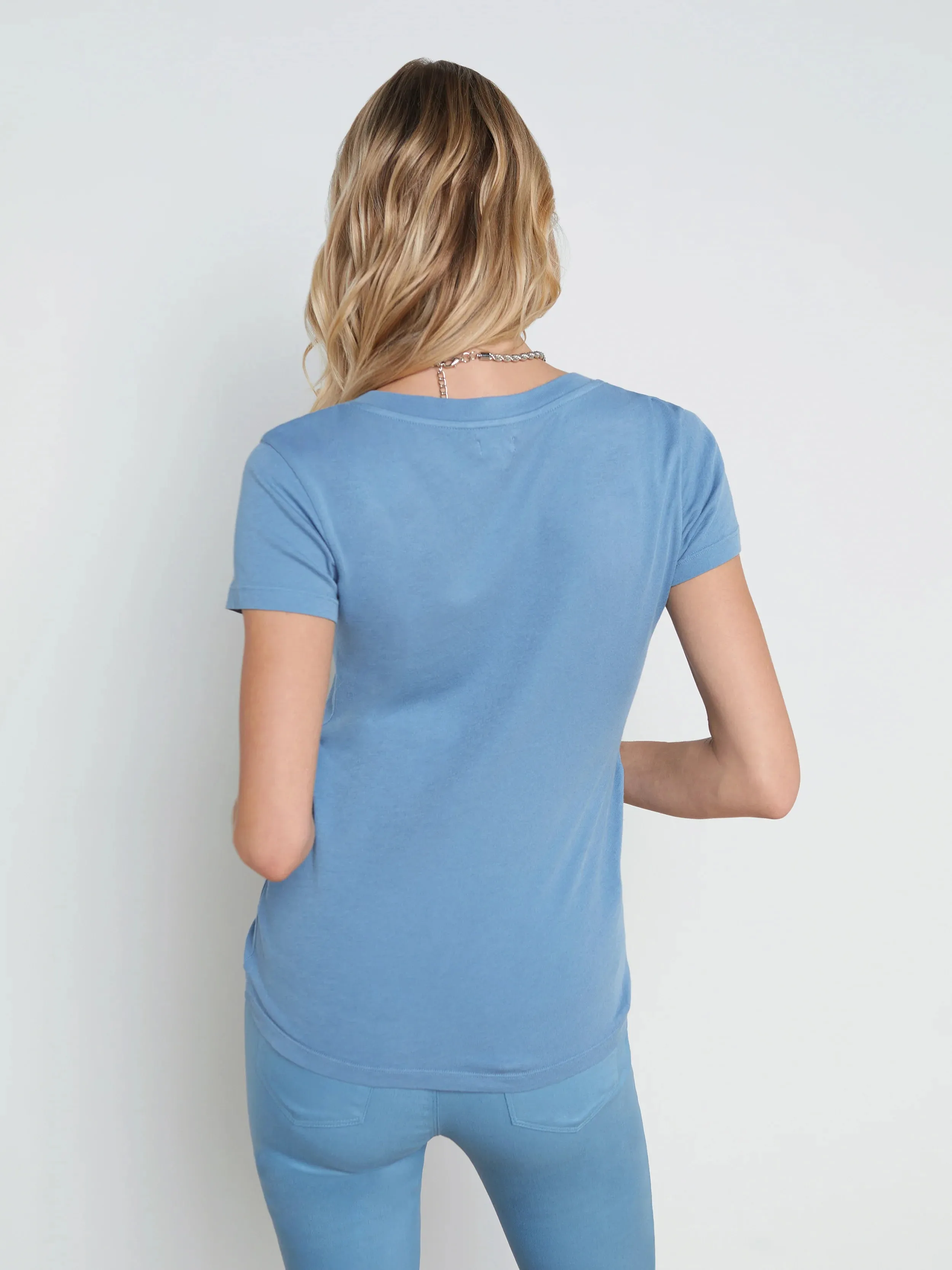 L’agence - Becca Cotton V Neck Tee - Blue Mist sold by Jessie Boutique product image thumbnail 3