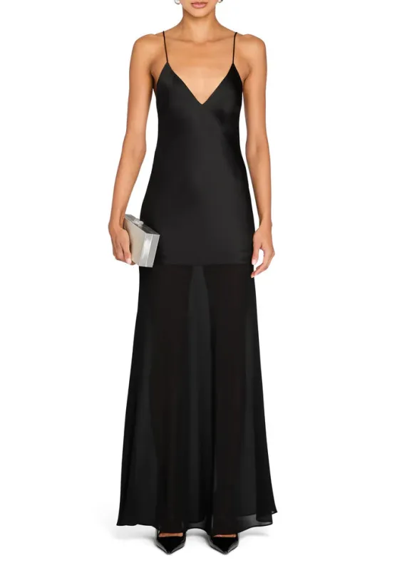 SER.O.YA - Vienna Satin Maxi Dress - Black sold by Jessie Boutique