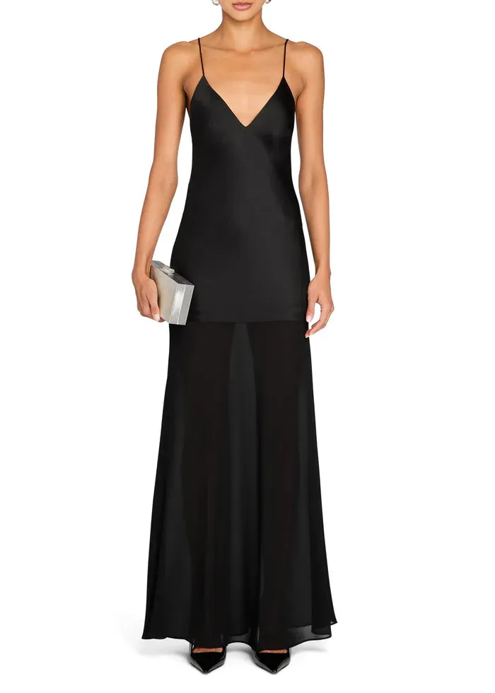 SER.O.YA - Vienna Satin Maxi Dress - Black sold by Jessie Boutique
