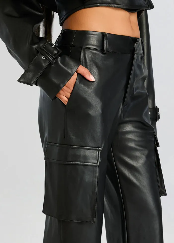 SER.O.YA - Fifer Vegan Leather Mid Rise Cargo Pant - Black sold by Jessie Boutique product image thumbnail 2