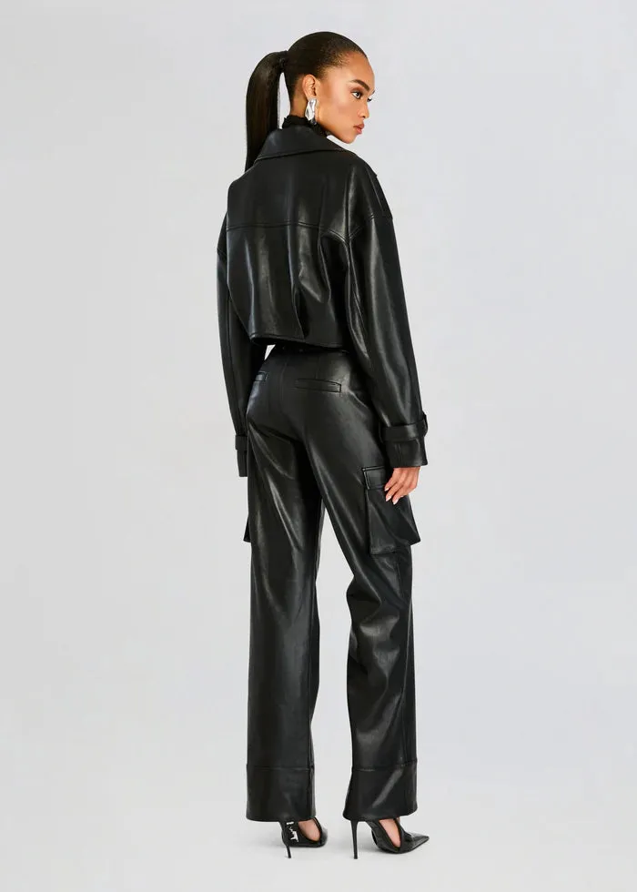 SER.O.YA - Fifer Vegan Leather Mid Rise Cargo Pant - Black sold by Jessie Boutique product image thumbnail 3