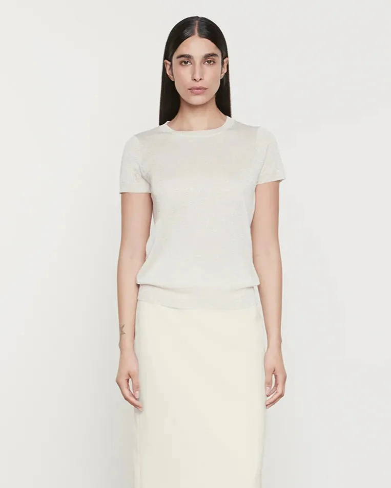 Enza Costa - Lame Knitted Sweater - Champagne sold by Jessie Boutique