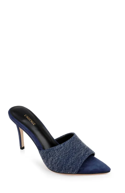 L’agence - Lolita Heel Sandal - Dark Denim sold by Jessie Boutique