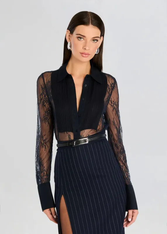 Retrofete - Armelle Lace Blouse - Navy sold by Jessie Boutique