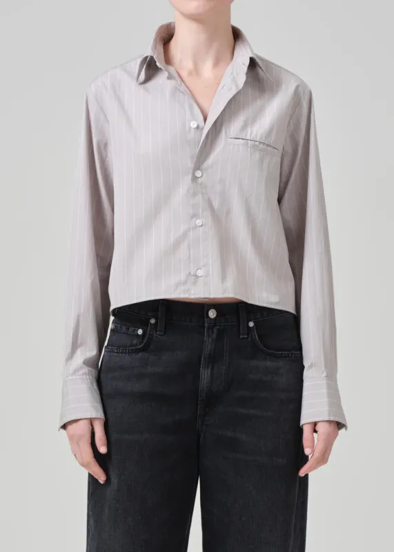 Citizens of Humanity - Fino Cropped Shirt - Tailor Grey Stripe made by Citizens Of Humanity