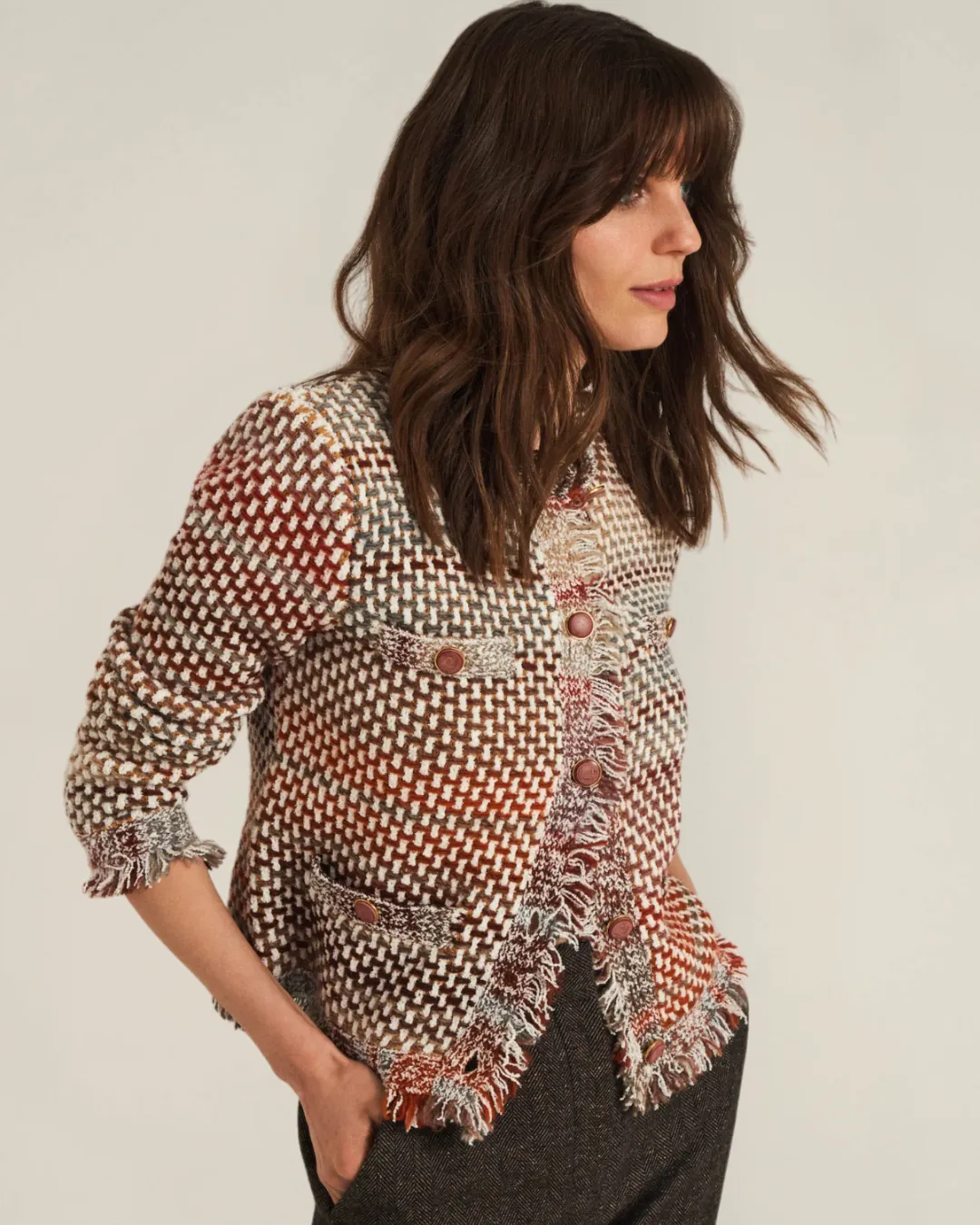 Veronica Beard - Sariyah Knit Jacket - Red Multi sold by Jessie Boutique