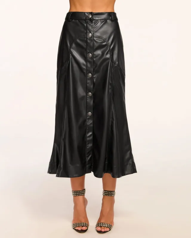 Ramy Brook - Dale Faux Leather Midi Skirt - Black sold by Jessie Boutique