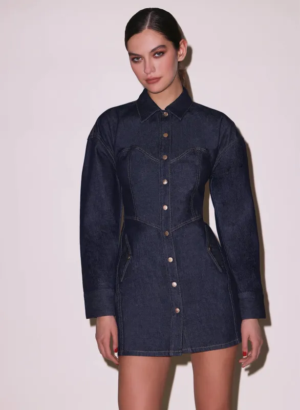 Fleur Du Mal - Denim Shirt Dress - Indigo Denim sold by Jessie Boutique