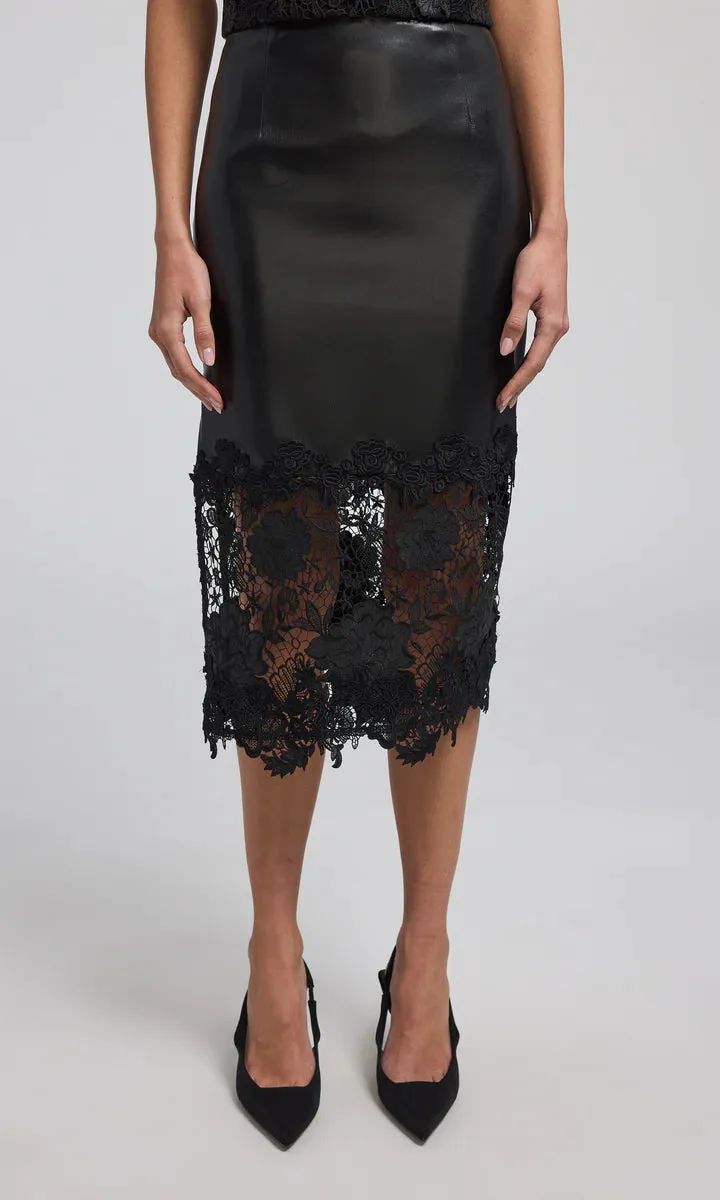 Generation love - Chantira Vegan Leather Guipure Combo Skirt - Black sold by Jessie Boutique