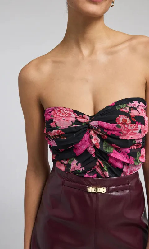 Generation love - Skye Floral Chiffon Bustier - Black Floral Fantasy sold by Jessie Boutique