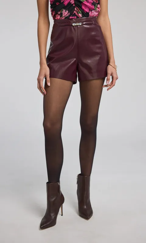 Generation love - Danny Belted Vegan Leather Shorts - Malbec sold by Jessie Boutique