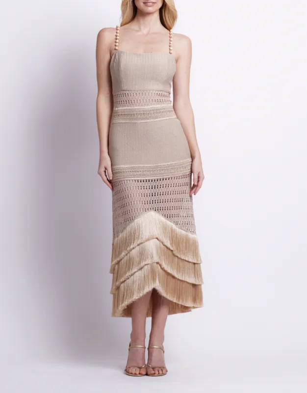 Patbo - Metallic Knit Midi Dress - Clay sold by Jessie Boutique