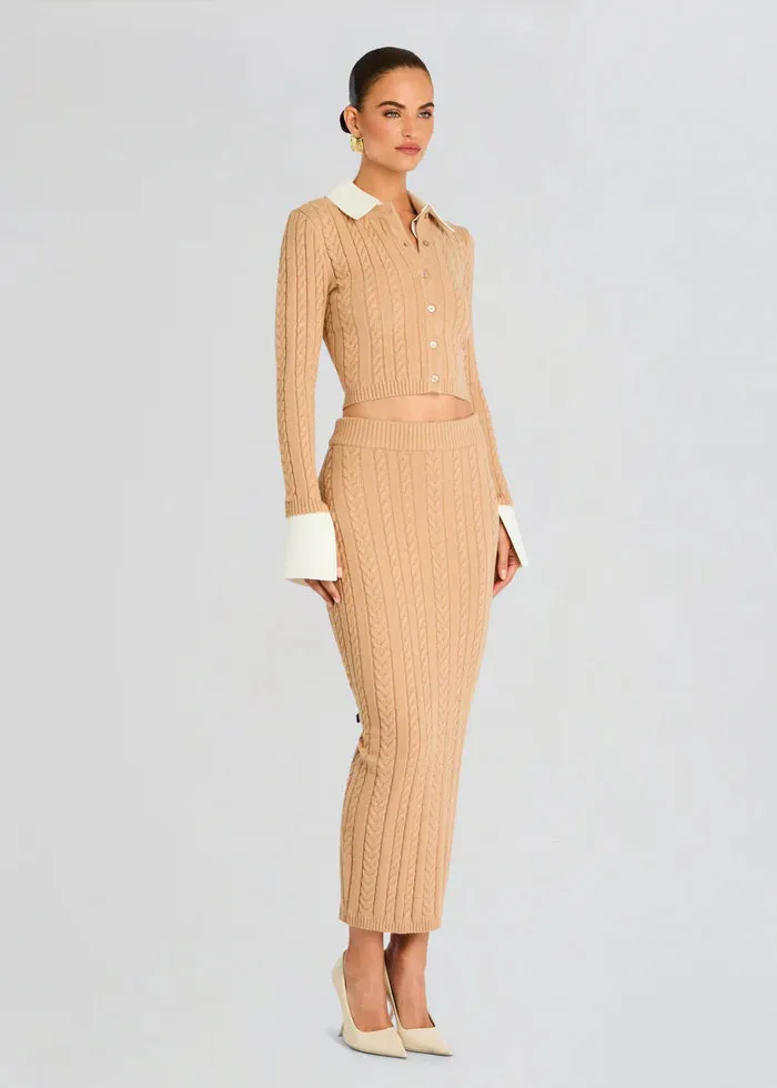 SER.O.YA - Eloise Cable Knit Cardigan - Tan sold by Jessie Boutique product image thumbnail 3