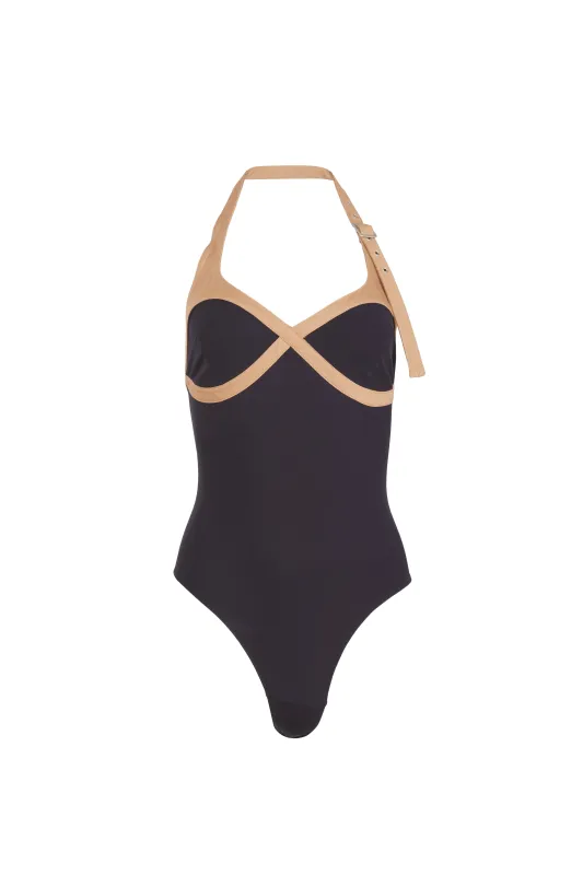 Fleur Du Mal - Stretch Tailored Buckle Bodysuit - Black sold by Jessie Boutique